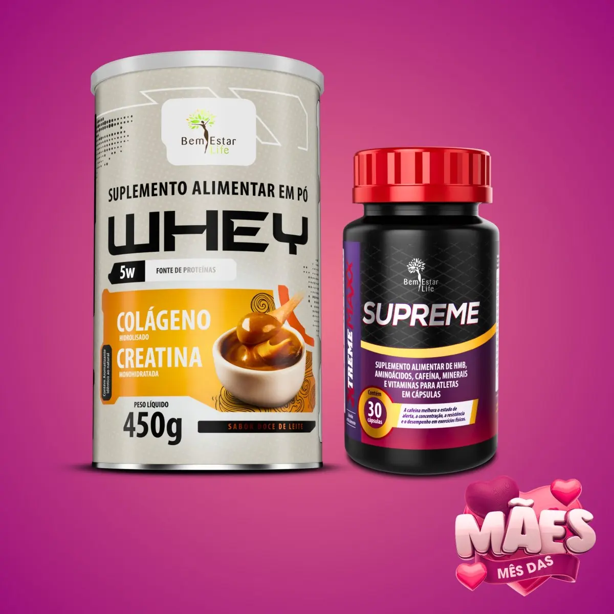 OFERTA: NA COMPRA DO WHEY PROTEIN SABOR DOCE DE LEITE 450 GR. + BRINDE SUPREME XTREME MAXX DE 30 CAPSULAS