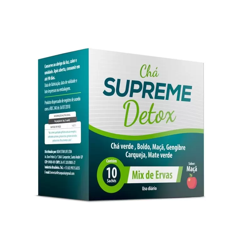 CHÁ SUPREME DETOX - 10 sache (MATERIAL DE TRABALHO)