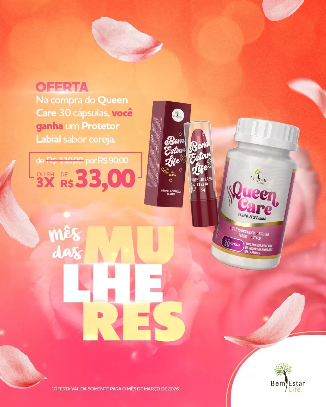 NA COMPRA DE QUEEN CARE - BRINDE PROTETOR LABIAL SABOR CEREJA