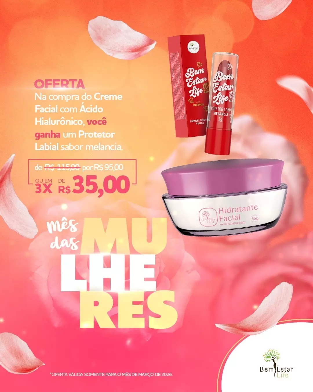 NA COMPRA DE CREME FACIAL COM ACIDO HIALURONICO 60 GR. - BRINDE PROTETOR LABIAL SABOR MELANCIA