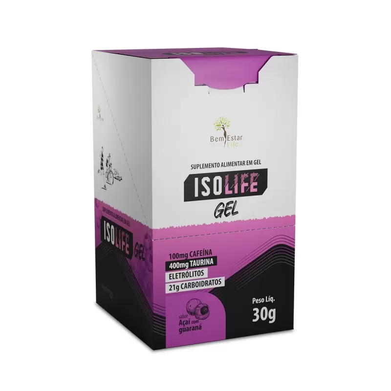 GEL CARBO ISOLIFE COM CAFEINA E TAURINA - 10 SACHE SABOR AÇAI COM GUARANÁ