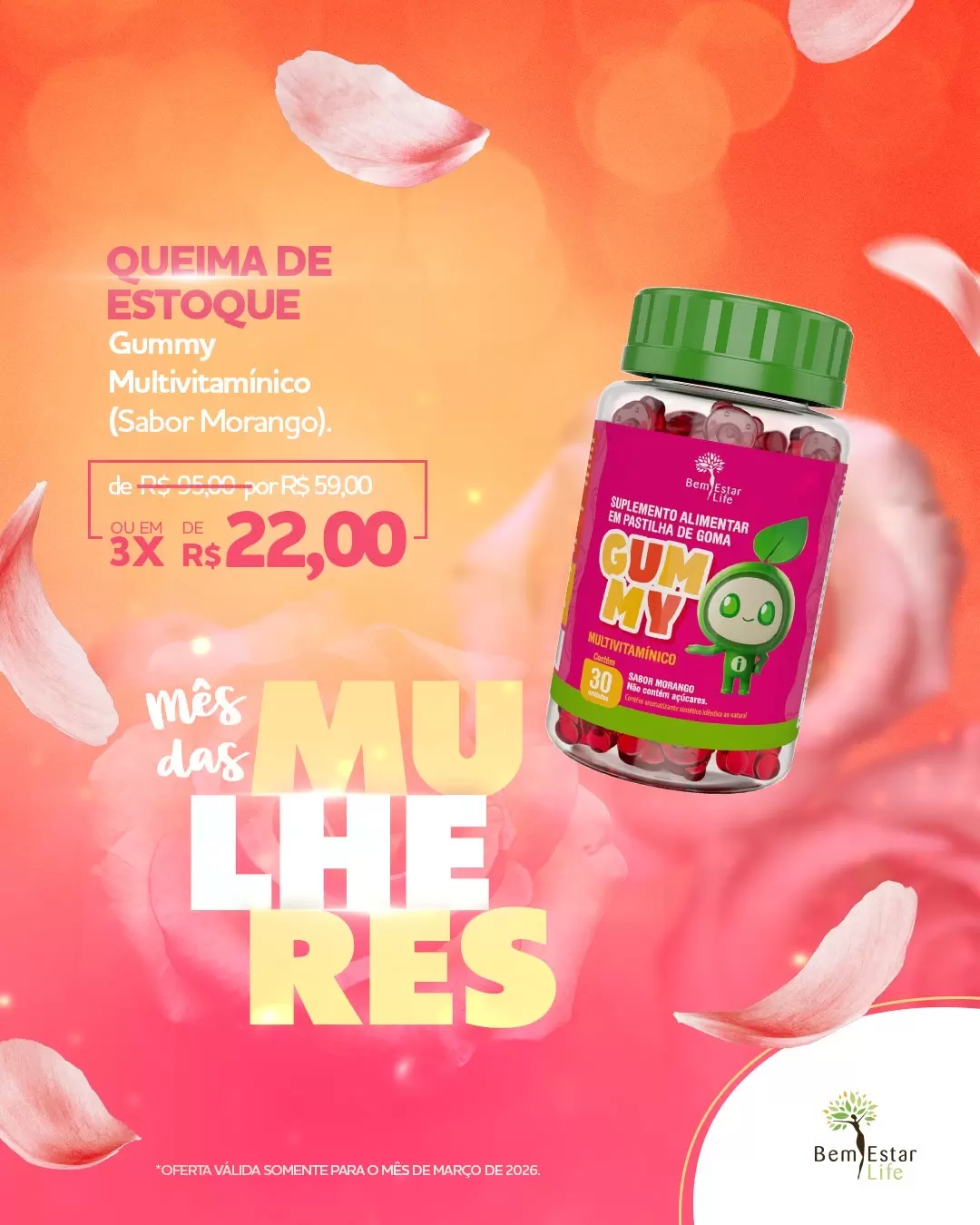 GUMMY, MULTIVITAMINICO KIDS - 30 GOMINHAS *SABOR MORANGO*