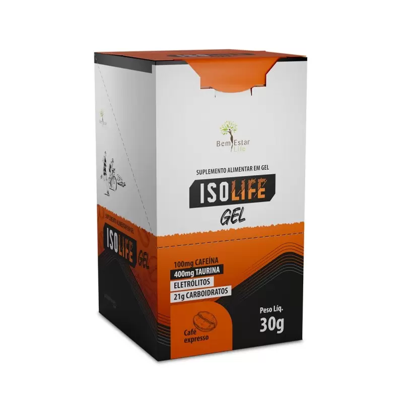 GEL CARBO ISOLIFE COM CAFEINA E TAURINA - 10 SACHE SABOR CAFE EXPRESO