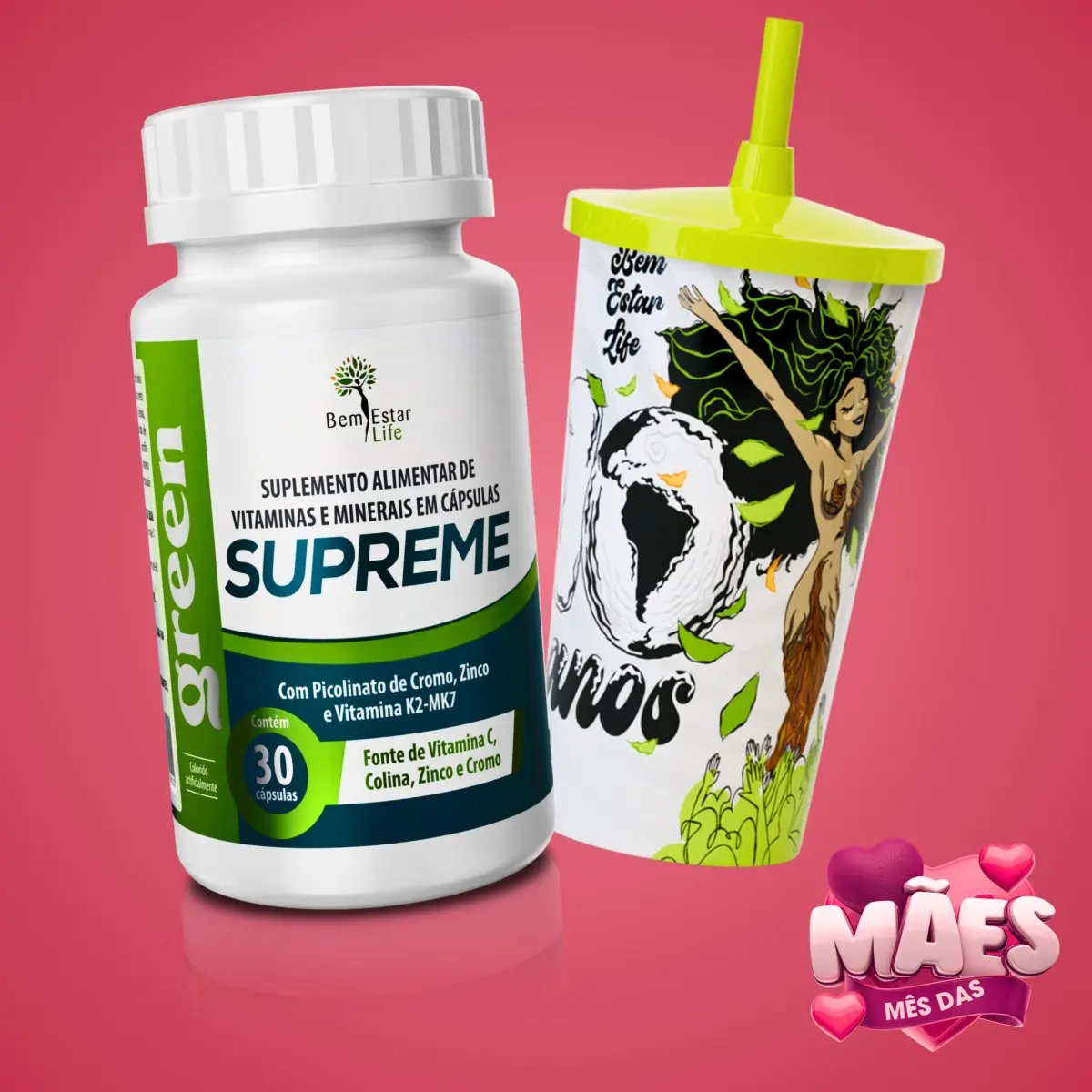 OFERTA: SUPREME GREEN DETOX - COPO COM CANUDO COMEMORATIVO 10 ANOS 550 ML