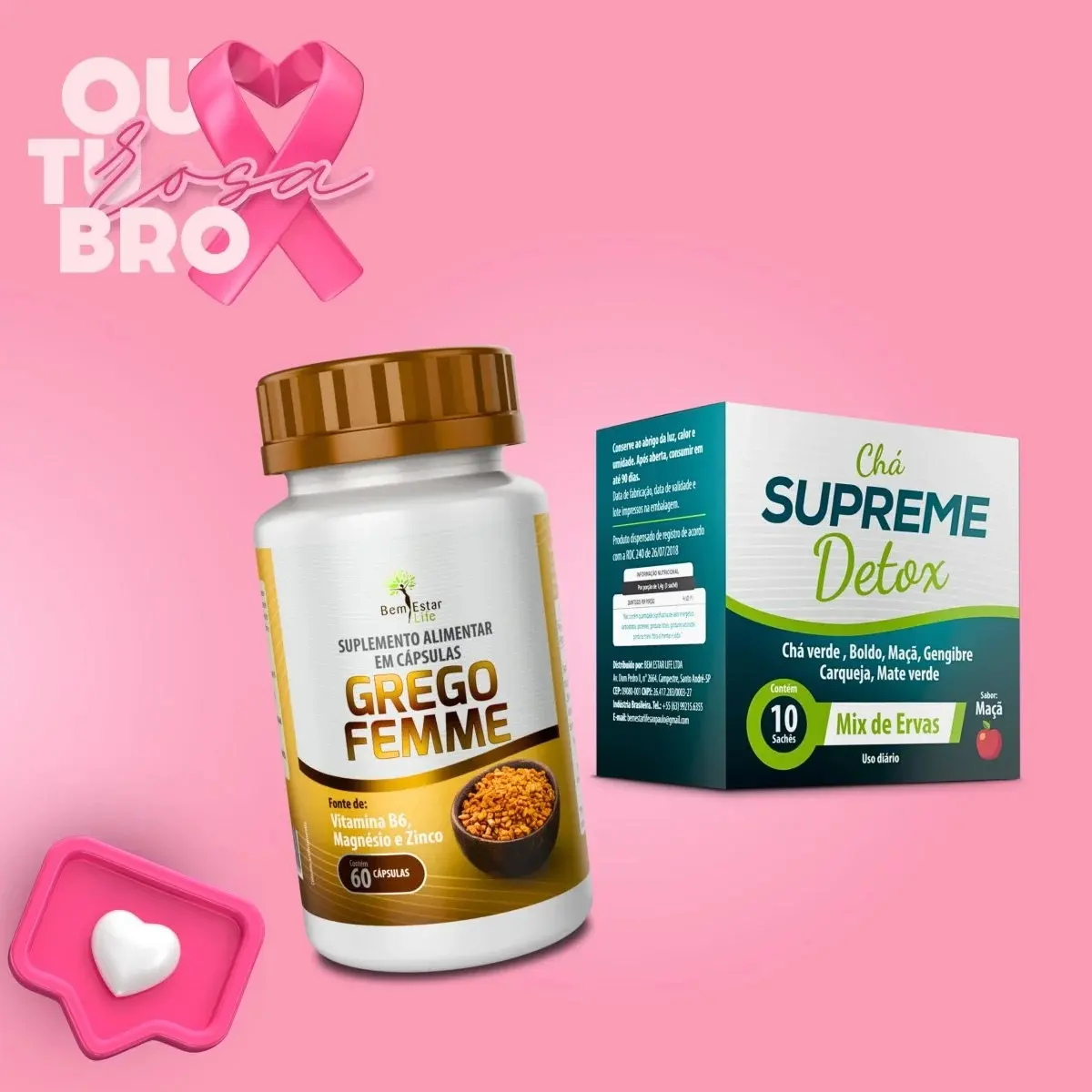 GREGO FEMME - 60 CAPSULAS / PRESENTE CHA SUPREME DETOX - 10 SACHE