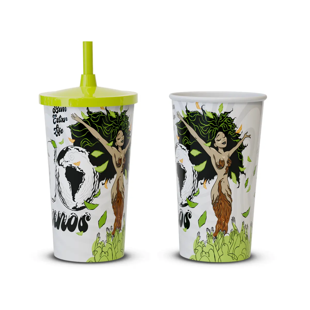 COPO ECOLOGICO 550 ML - COMEMORATIVO 10 ANOS, COM CANUDO