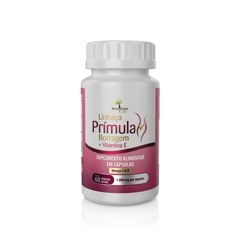 PRIMULA, LINHAÇA E BORRAGEM + VITAMINA E - 60 CAPSULAS